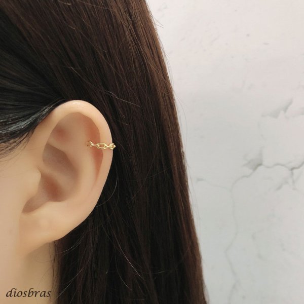 画像3: ヤーカフ シルバー 925 フープ リング 小豆 アズキ あずき チェーン マリーナ マリーン アンカー チェーン ノンホール ミニマム ミニマリスト ゴールド シルバー 片耳  金属アレルギー対応 刻印 片耳 片方販売ピアス メンズ レディース