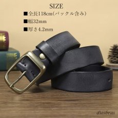 画像4: レザー ベルト メンズ 本革 ビジネス ロング 本革ベルト 黒 茶 メンズベルト 男性用 カジュアル おしゃれ シンプル 革ベルト メンズベルト 父の日 紳士用 ビジネス  ヴィンテージ キャメル ブラウン ブラック プルアップレザー イタリア 32mm 3.2mm厚 (4)