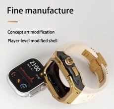 画像6: apple watch アップルウォッチ ウルトラ ULTRA 49mm  バンド ステンレス ケース　カバー 一体型 バンド ラバー 高級ベルト ケースバンド メンズ ベルト ステンレス 44mm 40mm 45mm 一体型 おしゃれ 腕時計 クロコダイル レザーストラップ  Series4/5/6/7/8/SE (6)