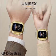 画像2: apple watch アップルウォッチ シリーズ10 46mm  バンド ステンレス ケース　カバー 一体型 バンド ラバー 高級ベルト ケースバンド メンズ ベルト ステンレス 44mm 40mm 45mm 一体型 おしゃれ 腕時計 クロコダイル レザーストラップ  Series10 (2)