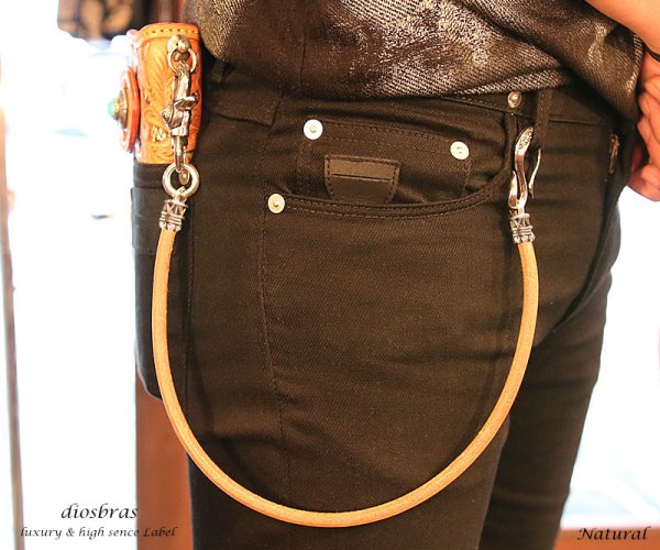 画像3: 【diosbras-ディオブラス-】ウォレットチェーン ウォレット シルバーコーティング ホワイトブラス 白 真鍮製 シルバー925 レーン コード ロープ 財布 チェーン ローマ数字 レザー 牛革