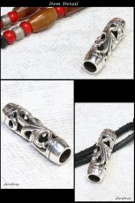 画像2: ビーズ シルバー シルバー925 ビーズ アクセサリー ハンドメイド パーツ アラベスク トライバル 唐草 縦31 6mm 直径9.3mm 穴径6.2mm (2)