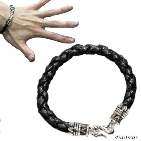 画像1: 【diosbras-ディオブラス】ブレス　アトラス　ローマ数字　リング　レザー　ブレスレット　アラベスク　トライバル男女ペア　唐草　シルバー９２５　【全国送料無料】