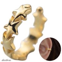 イヤーカフ シルバー925 フープ リング 星 スター ノンホール ミニマム ミニマリスト ゴールド 金属アレルギー対応 刻印 片耳 片方販売ピアス メンズ レディース