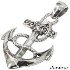 画像1: アンカー ペンダント トップ ロープ ゴールド ゴシック シルバー925ペンダント シルバー 925 ネックレス  メンズ レディース (1)
