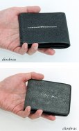 画像8: メンズ二つ折り レザーウォレット 本革 スティングレイ エイ革 ガルーシャ シンプルウォレット スリム 薄い 短財布 革財布 皮財布 ショートウォレット ウォレット 紳士財布 婦人財布 サイフ 二つ折り財布 メンズ レディース 財布 コインケース ボタン