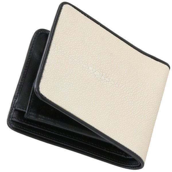 画像14: メンズ二つ折り レザーウォレット 本革 スティングレイ エイ革 ガルーシャ シンプルウォレット スリム 薄い 短財布 革財布 皮財布 ショートウォレット ウォレット 紳士財布 婦人財布 サイフ 二つ折り財布 メンズ レディース 財布 コインケース ボタン