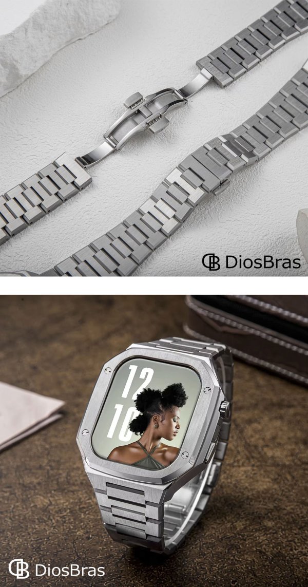 画像2: apple watch アップルウォッチ  バンド ステンレス ケース　カバー 一体型 バンド ラバー 高級ベルト ケースバンド メンズ ベルト ステンレス 44mm 40mm 41mm 45mm 一体型 おしゃれ 腕時計 プレゼント クロコダイル レザーストラップ  Series4/5/6/7/8/9/10/SE