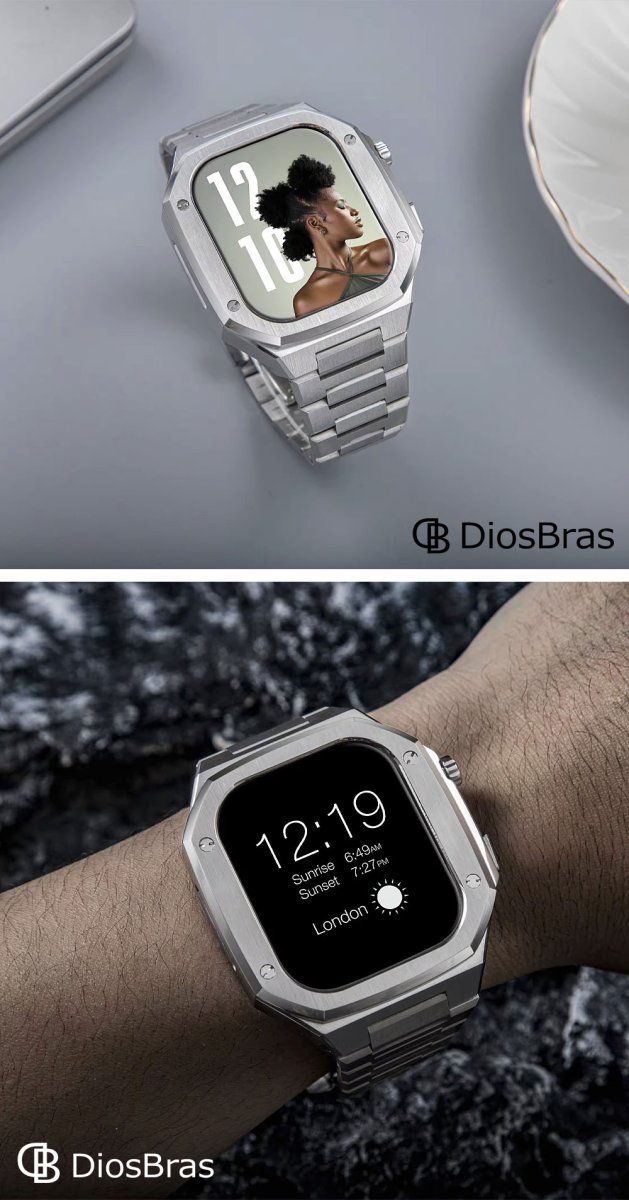 画像3: apple watch アップルウォッチ  バンド ステンレス ケース　カバー 一体型 バンド ラバー 高級ベルト ケースバンド メンズ ベルト ステンレス 44mm 40mm 41mm 45mm 46mm 42mm 一体型 おしゃれ 腕時計 プレゼント クロコダイル レザーストラップ  Series4/5/6/7/8/9/10/SE (3)