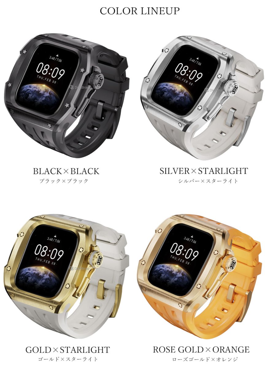 画像4: apple watch アップルウォッチ シリーズ10 46mm  バンド ステンレス ケース　カバー 一体型 バンド ラバー 高級ベルト ケースバンド メンズ ベルト ステンレス 44mm 40mm 45mm 一体型 おしゃれ 腕時計 クロコダイル レザーストラップ  Series10 (4)