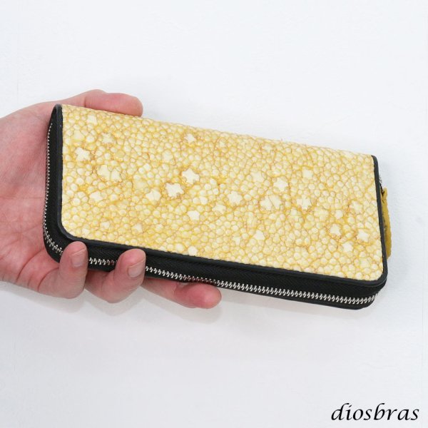 画像8: 財布 ラウンドファスナー スティングレイ メンズ レディース 本革 スティングレー スター エイ革 梅花皮 かいらぎ イバラエイ ウォレット ガルーシャ ラウンド ジッパー スタースティングレー レザーウォレット ロングウォレット  長財布 牛革 ハンドメイド　ゴールドパール