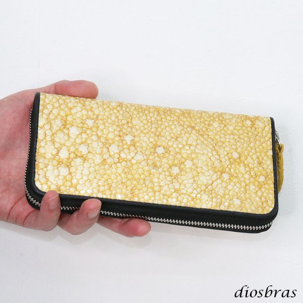 画像8: 財布 ラウンドファスナー スティングレイ メンズ レディース 本革 スティングレー スター エイ革 梅花皮 かいらぎ イバラエイ ウォレット ガルーシャ ラウンド ジッパー スタースティングレー レザーウォレット ロングウォレット  長財布 牛革 ハンドメイド　ゴールドパール