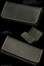 画像10: メンズ長財布 レザーウォレット 本革 サドルレザー 牛革 シンプルウォレット メンズ長財布 レザーウォレット メンズ 長財布 革財布 皮財布 ロングウォレット 本物 天然皮革 ハンドメイド ウォレット お財布 紳士財布 婦人財布 プレゼント サイフ ヌメ革 ブラック 黒 (10)