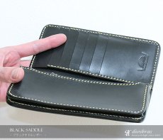 画像4: メンズ長財布 レザーウォレット 本革 サドルレザー 牛革 シンプルウォレット メンズ長財布 レザーウォレット メンズ 長財布 革財布 皮財布 ロングウォレット 本物 天然皮革 ハンドメイド ウォレット お財布 紳士財布 婦人財布 プレゼント サイフ ヌメ革 ブラック 黒 (4)