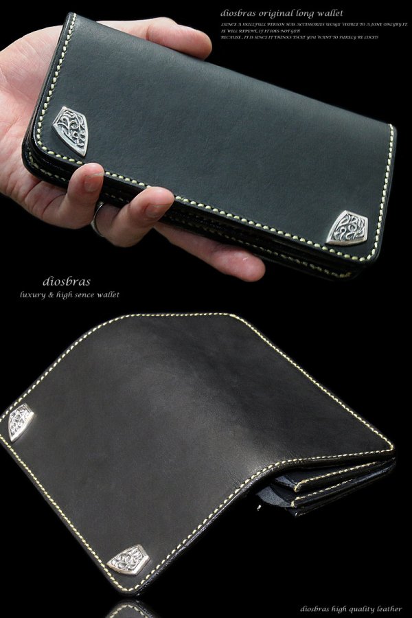 画像3: メンズ長財布 バイカーズウォレット レザーウォレット 本革 レザー メンズ長財布 大容量 長財布 バイカーズウォレット レザーウォレット ダブルホールド シルバー925コンチョ 革財布 皮財布 ロングウォレット ライダースウォレット 天然皮革 お財布 ブラック 黒