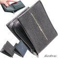 メンズ二つ折り レザーウォレット 本革 スティングレイ エイ革 ガルーシャ シンプルウォレット スリム 薄い 短財布 レザーウォレット 革財布 皮財布 ショートウォレット ウォレット 紳士財布 婦人財布 サイフ 二つ折り財布 メンズ レディース 財布 L型コインファスナー