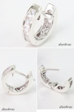 画像2: ジルコニア リング シルバー９２５ 5ストーン ピアス メンズ レディース 激安ピアス アクセサリー フープ 流線形 本物シルバー９２５ 片方ピアス メンズ レディース 中折れ式 (2)