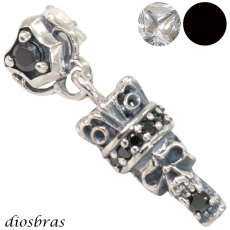 画像1: ピアス スカル ジルコニア 王冠 クラウン ドロップ ピアス  シルバー９２５ ピアス メンズ レディース ピアス アクセサリー 本物シルバー９２５ スカルヘッド  片方ピアス メンズ レディース (1)