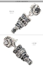 画像3: ピアス スカル ジルコニア 王冠 クラウン ドロップ ピアス  シルバー９２５ ピアス メンズ レディース ピアス アクセサリー 本物シルバー９２５ スカルヘッド  片方ピアス メンズ レディース (3)