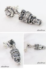 画像4: ピアス スカル ジルコニア 王冠 クラウン ドロップ ピアス  シルバー９２５ ピアス メンズ レディース ピアス アクセサリー 本物シルバー９２５ スカルヘッド  片方ピアス メンズ レディース (4)