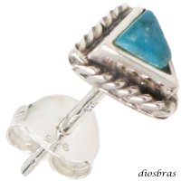 ターコイズ ピアス 三角 トライアングル 本物シルバー925  ピアス 片方 トルコ石 ナバホ ネイティブアメリカン インディアン ジュエリー ワンポイント パワーストーン ピアス片耳 ロープ 縄 メンズ レディース 7mm メール便なら送料無料