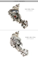 画像3: スカル レッド ホワイト ジルコニア　アンカーピアス　海賊　シルバー９２５　ピアス メンズ レディース 激安ピアス アクセサリー 本物シルバー９２５◇スカルヘッド　◇片方ピアス メンズ レディース (3)