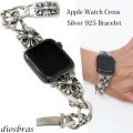 アップルウォッチ  シルバー925 バンド  ブレス　クロス　十字架  メンズ apple watch  高級 一体型 　高級ベルト ベルト 44mm 45mm  46mm 49mm シリーズ10  おしゃれ