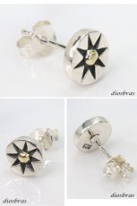 画像2: メンズピアス シルバーアクセサリー シルバーピアス バラ売り 片耳のみ 太陽神 シルバー９２５ サンマーク  ネイティブアメリカン インディアン ゴールド (2)