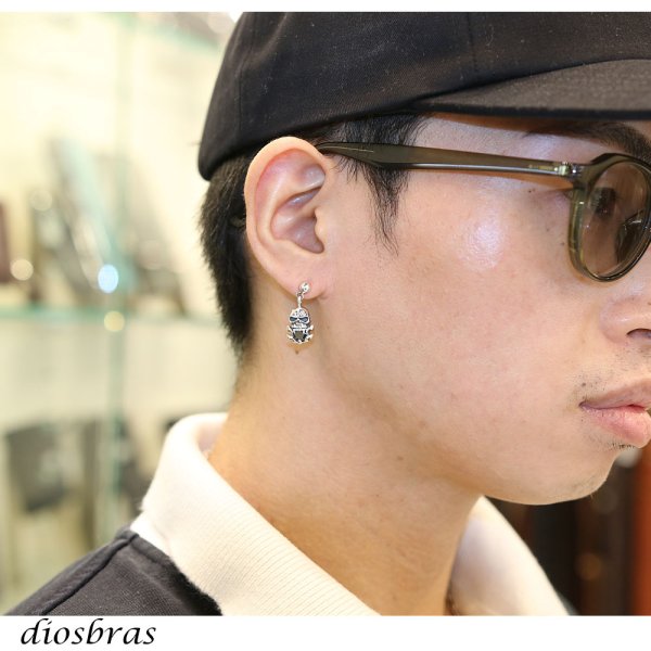 画像5: ピアス スカル ジルコニア 王冠 クラウン ドロップ ピアス アクセサリー 本物シルバー９２５ スカルヘッド  片方ピアス メンズ レディース