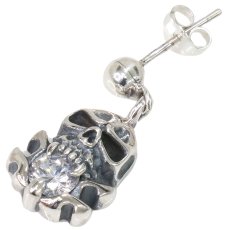 画像7: ピアス スカル ジルコニア 王冠 クラウン ドロップ ピアス アクセサリー 本物シルバー９２５ スカルヘッド  片方ピアス メンズ レディース (7)