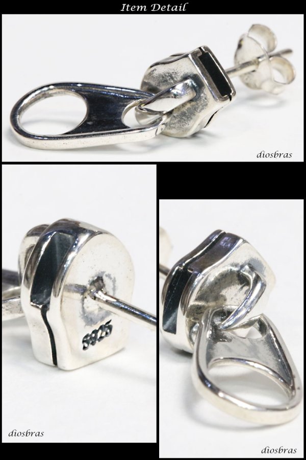 画像2: ピアス ジッパー ファスナー ドロップピアス  シルバーアクセサリー シルバーピアス シルバー925 ピアス  片方  ピアス片耳 片方販売ピアス メンズ レディース
