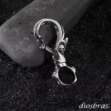 画像3: キーホルダー キーフック キーチェーン　カラビナ　ナスカン カスタム シルバー   スカル ドクロ 骸骨 髑髏  ステンレス製 キーホルダー (3)