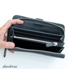 画像8: 長財布 ラウンドファスナー クロス シルバー925製 コンチョ 十字架 レザーウォレット 革財布 本革 レザー シュリンクレザー ラウンドジッパー ウォレット ハンドメイド 牛革 レディース おしゃれ スリム メンズ長財布  男性 女性 メンズ財布 ファスナー カード収納 大容量 (8)
