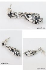 画像2: ピアス スカル ジルコニア 王冠 クラウン ドロップ シルバー９２５ アクセサリー スカルヘッド  片方ピアス 片耳販売 メンズ レディース (2)