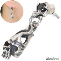 ピアス スカル ジルコニア 王冠 クラウン ドロップ シルバー９２５ アクセサリー スカルヘッド  片方ピアス 片耳販売 メンズ レディース