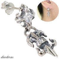 メンズピアス シルバーアクセサリー シルバーピアス ジルコニア バラ売り 片耳のみ シャープでキレイめハードな横顔に   メンズ アクセサリー ピアス クロス 十字架 フレア リリー 百合 ユリの紋章 ナイフ 剣