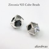 ジルコニア 多角形 キューブ  ペンダント ビーズ シルバー シルバー925 ビーズ アクセサリー ハンドメイド パーツ ジルコニア 多角形 キューブ  縦9 4mm 直径7.4mm 内径3.6mm  メール便全国送料無料