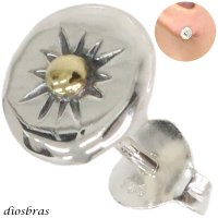 メンズピアス シルバーアクセサリー シルバーピアス バラ売り 片耳のみ 太陽神 シルバー９２５ サンマーク ネイティブアメリカン インディアン ゴールド