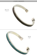 画像2: バングル  シルバーアクセサリー ガルーシャ 鏡面 スティングレイ エイ革 スティングレー シンプルデザイン 　ブルー　ブラック メンズ シルバーバングル ブレスレット メンズアクセサリー プレゼントに人気 送料無料 (2)