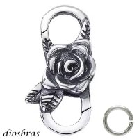 チェーン ダブルクリップ フック シルバー９２５ 薔薇　バラ カスタムパーツ ロブスター クラスプ ロック 両面デザイン