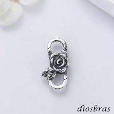 画像7: チェーン ダブルクリップ フック シルバー９２５ 薔薇　バラ カスタムパーツ ロブスター クラスプ ロック 両面デザイン (7)