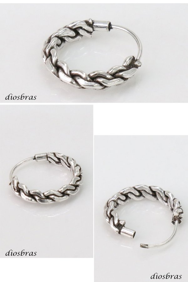 画像2: フープピアス リングピアス チェーン ピアス ユニセックスピアス  リングタイプ オピアス 単品売り 片方売り シルバー925ピアス メンズ レディース