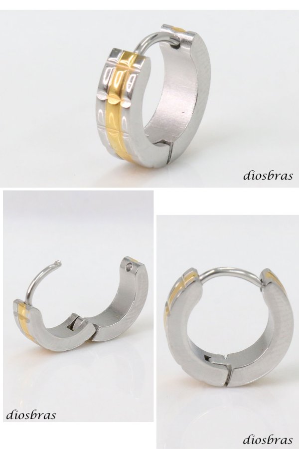 画像2: ステンレス フープピアス シルバー 金属アレルギー対応 メタル素材 シンプル 小さめ フープ ループ リング 輪っか ピアス ゴールド メンズ アクセサリー レディース 中折れ式 13mm