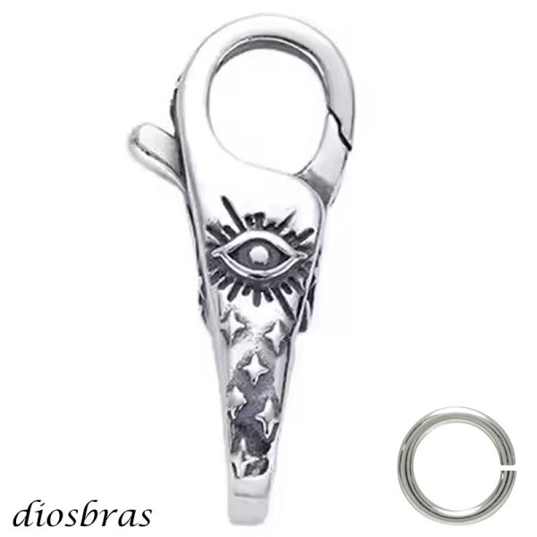 画像1: チェーン フック シルバー925 アイシェイプ フリーメイソン プロビデンス 星 スター クリスチャン カスタムパーツ ロブスター クラスプ ロック 両面デザイン