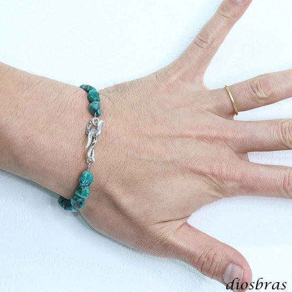 画像8: グリーン ターコイズ さざれ 馬蹄 ホースシュー フェザー ブレスレット ブレス メンズ ネイティブ  羽 ターコイズ オニキス シルバー925 チェーン さざれ石 メディスンホイール フェザー