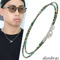 ターコイズ Tバー 極細1.7mm ネックレス　チェーン 天然石 メンズ ネイティブ  ターコイズ シルバー９２５ チェーン さざれ石 シンプル