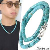 ターコイズ 馬蹄 ホースシュー フェザー ネックレス　チェーン 天然石 メンズ ネイティブ  羽 ターコイズ シルバー９２５ チェーン さざれ石 メディスンホイール フェザー