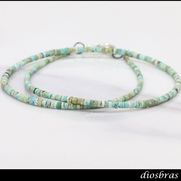 画像3: ターコイズ Tバー 極細2.8mm ネックレス　チェーン 天然石 メンズ ネイティブ  ターコイズ シルバー９２５ チェーン さざれ石 シンプル