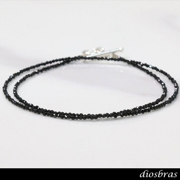 画像3: ブラックスピネル Tバー 極細1.6mm ブリリアンカット ブラックダイヤモンド ネックレス　チェーン 天然石 メンズ ネイティブ  ブラックスピネル  シルバー９２５ チェーン さざれ石 シンプル