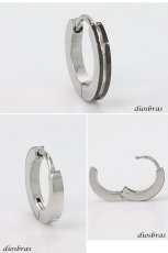 画像2: ステンレス フープピアス ブラック加工 シルバー 金属アレルギー対応 メタル素材 シンプル 小さめ フープ ループ リング 輪っか ピアス メンズ アクセサリー レディース 中折れ式 13mm (2)